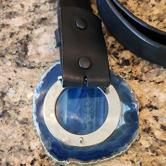 Blue Agate Belt with Black Strap - Picture 2 of 3